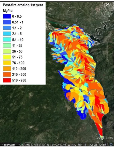 Figure 3. Example post-fire land cover map generated by the database for the French Fire