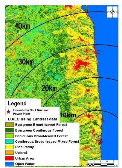 Figure 7. Land cover change in eastern Japan based on Terra/MODIS data for 2001 and 2013 