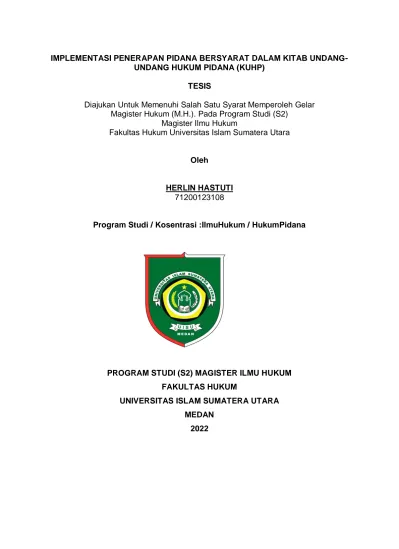 IMPLEMENTASI PENERAPAN PIDANA BERSYARAT DALAM KITAB UNDANG- UNDANG ...