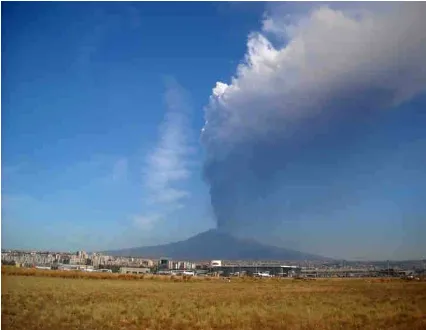 Figure 2. Eruption of Mount Etna as seen from the airport of 