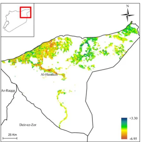 Figure 1- Time series of reported and simulated summer crop yields for Hama governorate (2000-2013)