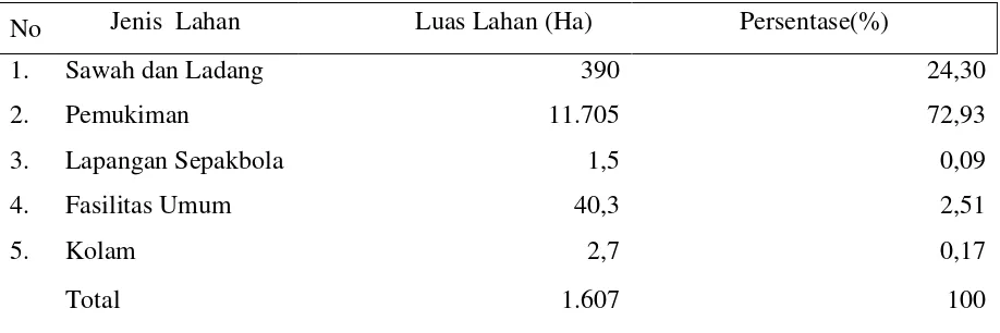 Tabel 3. Distribusi Penggunaan Lahan di Desa Terjun Tahun 2012. 