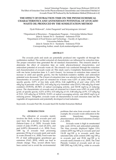 View of THE EFFECT OF EXTRACTION TIME ON THE PHYSICOCHEMICAL ...