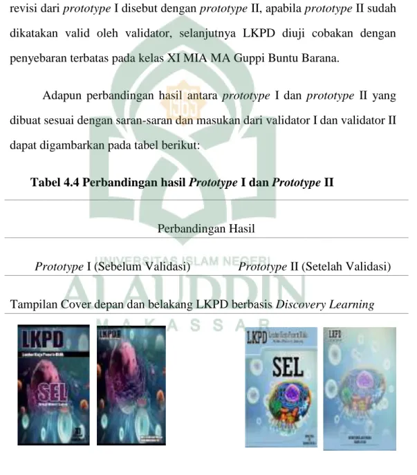 Tabel 4.4 Perbandingan hasil Prototype I dan Prototype II 