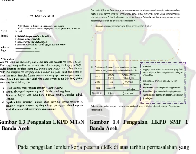 Gambar  1.4  Penggalan  LKPD  SMP  1  Banda Aceh 