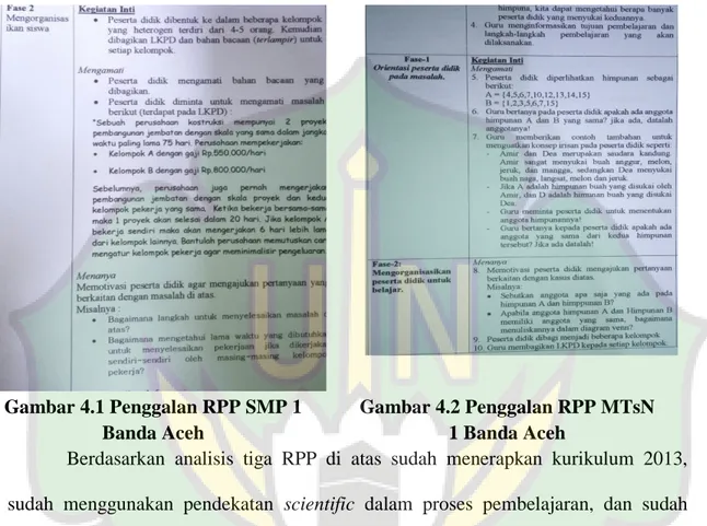 Gambar 4.1 Penggalan RPP SMP 1  Banda Aceh 