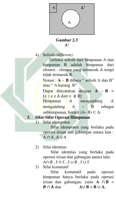 Gambar 2.3  A’  4)  Selisih (different) 