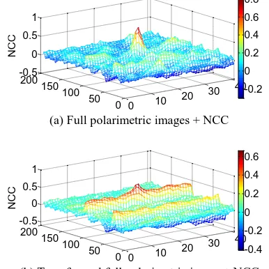 Figure 6. Correlation coefficients obtain from primaryand (b) Transformed full polarimetric image + NCC logarithmically transformed full polarimetric images 