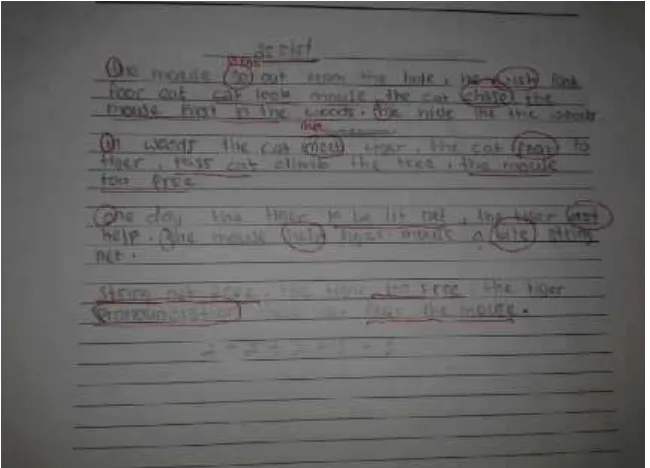 Figure 2: A sample of student’s writing in the pretest