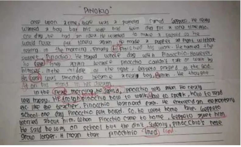 Figure 5: A sample of student’s writing in Cycle 1 test