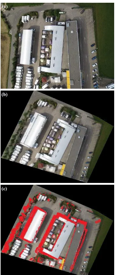 Figure 7. (a) The original image. (b) The double mapping effect. (c) The occlusion detection
