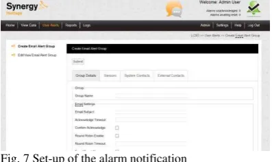 Fig. 7 Set-up of the alarm notification 