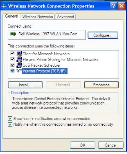 Gambar 3.2 Tampilan Wireless Network Connection 
