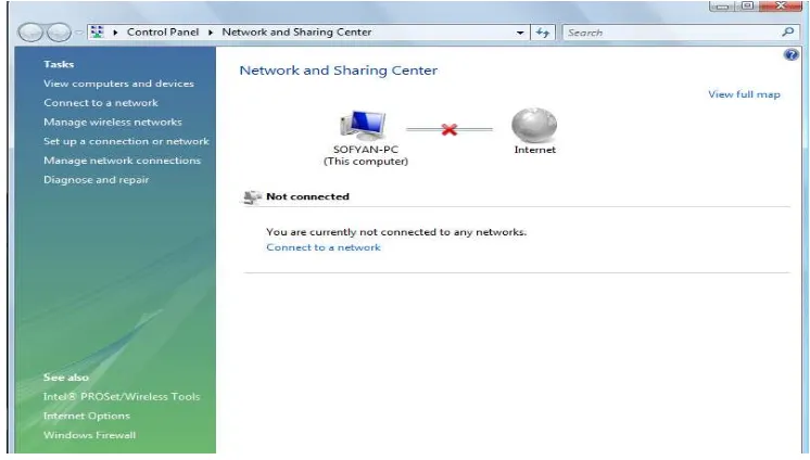 Gambar 3.10 Tampilan Network and Sharing Center Windows Vista 