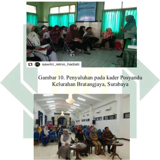 Gambar 10. Penyuluhan pada kader Posyandu  Kelurahan Bratangjaya, Surabaya 