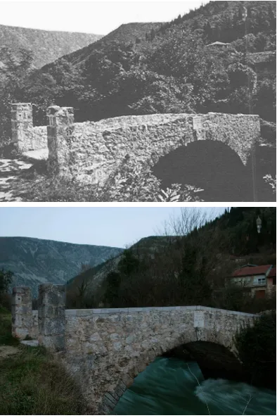 Figure 8 ĆStolac at the beginning of the 20th century and the bridge uprija Sare Kašiković - časopis Most Bridge in photographed by participants during the project 