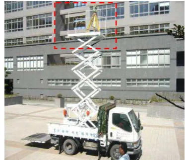 Figure 4.The device raising 3D scanner and working on vehicle   