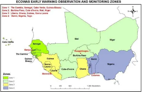 Figure 1. - ECOWAS Early Warning Observation zones by country 