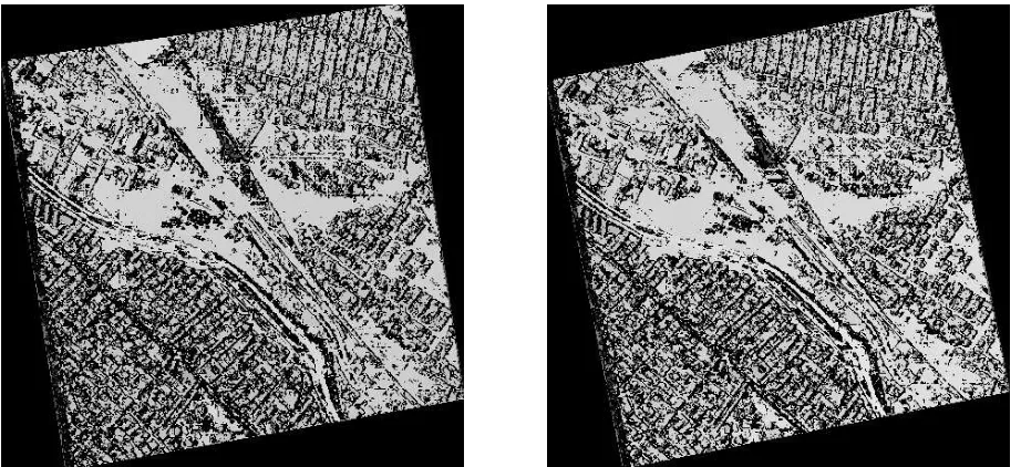 Figure 8. Disparity map computed by SGM algorithm for epipolar images produced by fundamental matrix (left) and Morgan ’s method (right) 