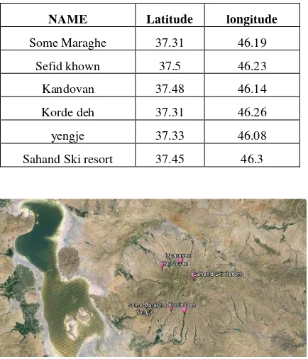 Figure (4). Visually display of stations in the vicinity of Urmia Lake 