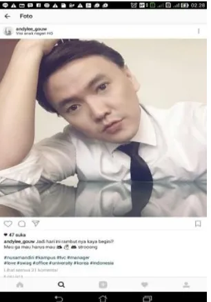 Gambar 4. Foto Profil Andy Lee saat Shooting Iklan BSI, Sumber: Instagram  