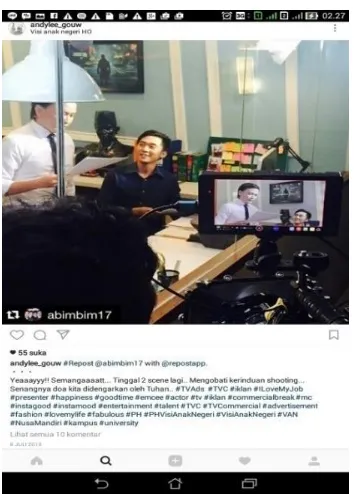 Gambar 5. Scene Andy Lee saat berakting sebagai manajer kantor, Sumber:  Instagram  