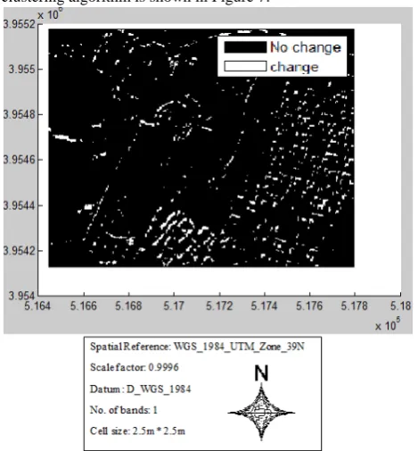 Figure 7. The change image map produced using K-means clustering algorithm 