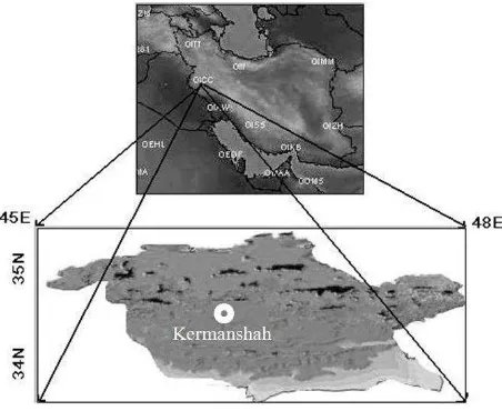 Figure 2. the geographical position of the study region in relation to Kermanshah Province 