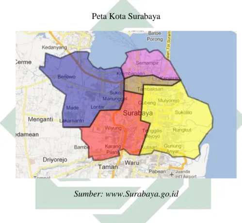 Gambar 3.1  Peta Kota Surabaya 