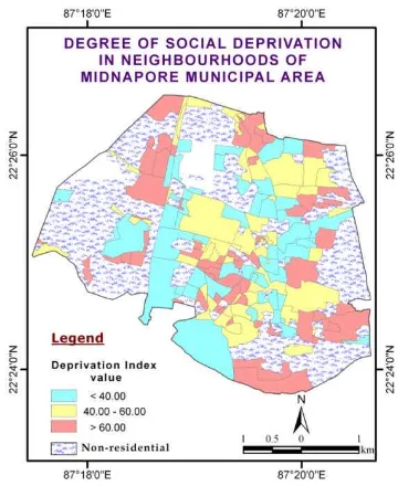 Figure 7. Neighbourhoods with degree of social deprivation