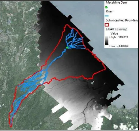 Figure 5.  LiDAR data coverage in the downstream of the subwatershed 