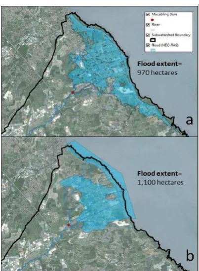 Figure 12. 3D visualization of the flooded area using ArcScene   