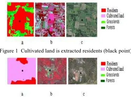 Figure 2 Residents are extracted cultivated land (black point)  figures are Google images