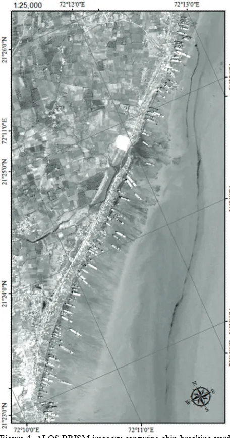 Figure 4. ALOS PRISM imagery capturing ship breaking yards 