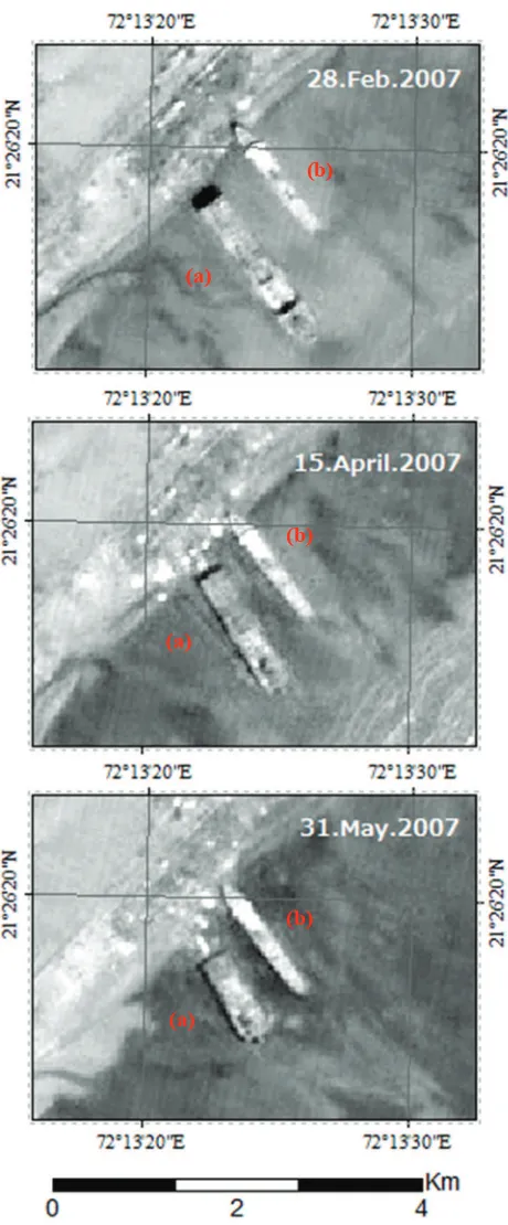 Figure.6 shows that ALOS imagery captured ship breaking process every 46 days from 28th February 2007