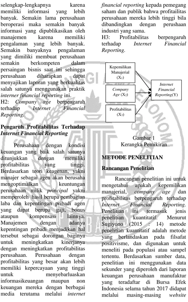 Gambar 1  Kerangka Pemikiran  METODE PENELITIAN  Rancangan Penelitian 