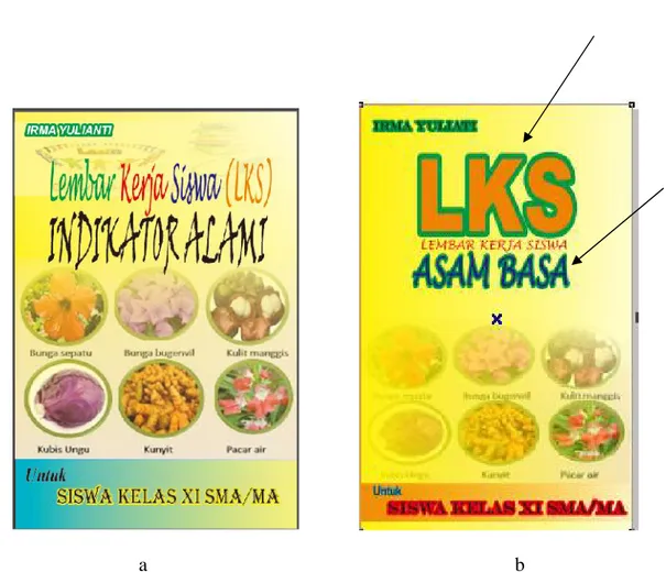 Gambar 4.1 (a) Desain awal cover LKS ; (b) Desain produk cover LKS hasil revisi
