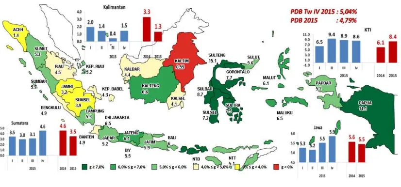 Gambar 3.1 Peta Pertumbuhan Ekonomi Daerah Triwulan IV 2015 
