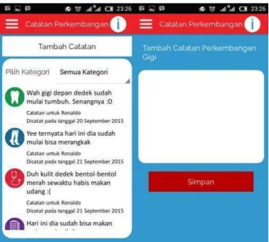 Gambar 4.4 Antarmuka Menu Catatan Perkembangan 