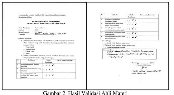 Gambar 2. Hasil Validasi Ahli Materi 