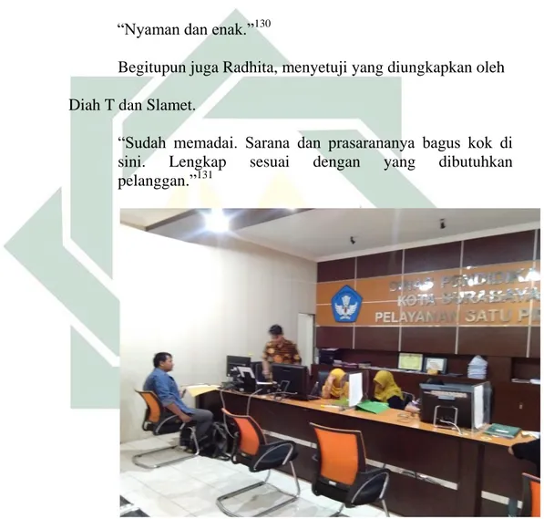 Gambar 4.3 Kondisi Sarana Dan Prasarana Pelayanan  Satu Pintu Dinas Pendidikan Kota Surabaya