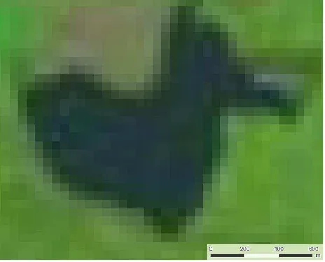 Figure 1. Detail of Pohránovský pond in Landsat 8 image 