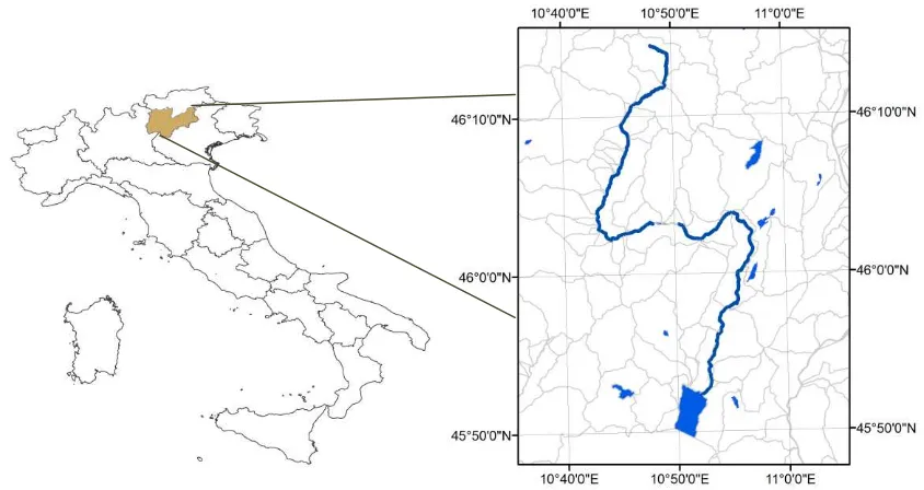 Figure 1. Sarca river located in northeast of Italy