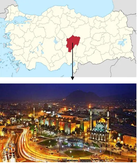 Figure 1 and 2: A map indicating the location of Kayseri and a photograph of the study area 