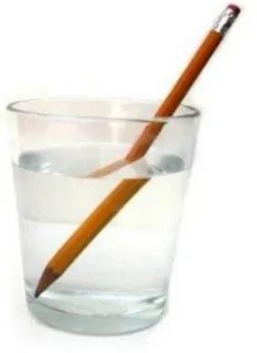 Gambar 3.Pensil yang tampak patah dalam air jernih  