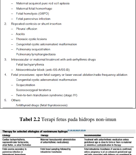 Tabel 2.2 Terapi fetus pada hidrops non-imun 