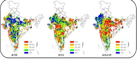 Figure 6: CV of rainfall in June, July and August months. (Higher CV could also be caused by data gaps in the time series)  