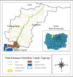 Gambar 1.  Peta lokasi eksosistem tambak bandeng Wilayah Tapak Tugurejo Semarang 