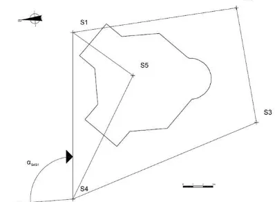 Figure 5: Example of the position of two of the vertical  cross section plans of North-South (A-A’) and South-North (B-B’) 