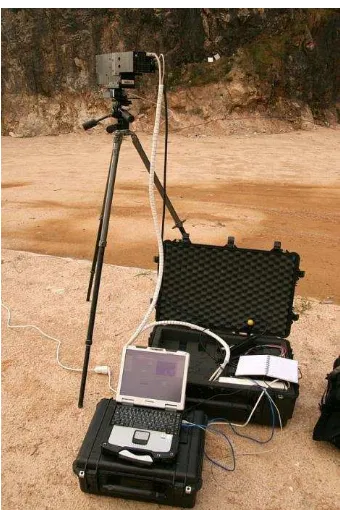 Figure 1. Tripod-based hyperspectral imaging for geological mapping of vertical cliff faces, showing HySpex SWIR-320m imager